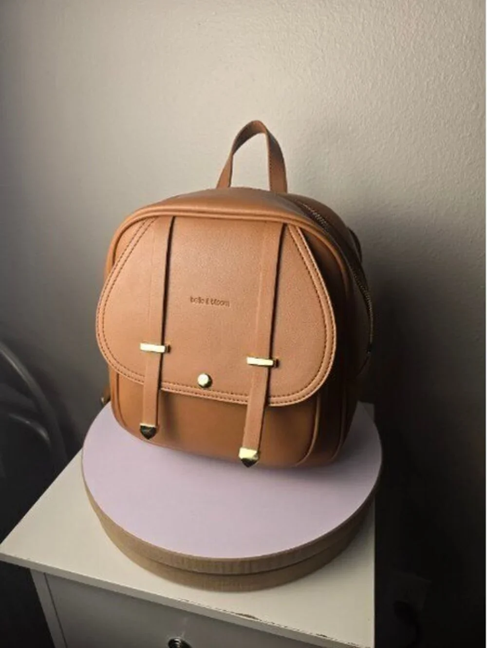 Belle & Bloom Camila Leather Backpack – Tan/Brown Gold Hardware Excellent